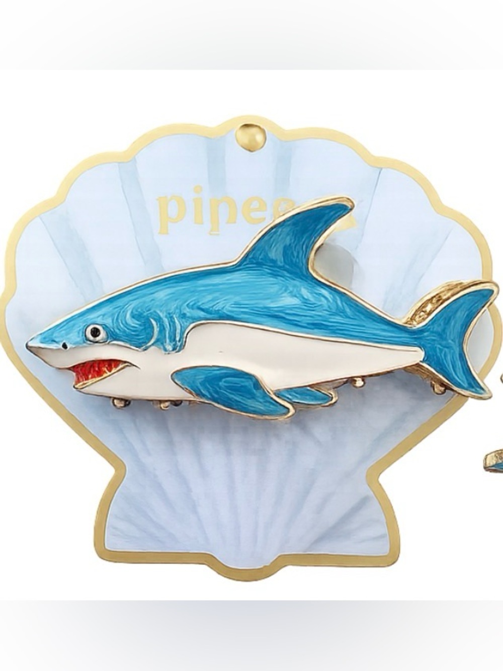 Piper K Shark Hair Claw Clip NWT | Blue & White Ocean-Inspired Clip